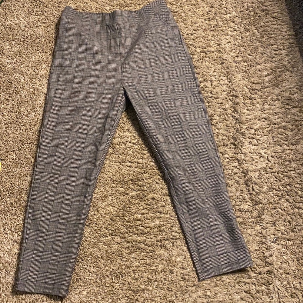 Plaid stretch trousers